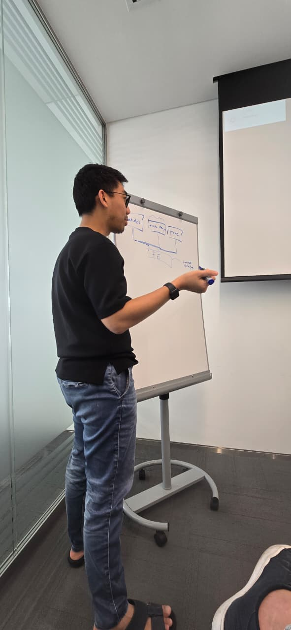 Our team lead explaining the project approach during BindHack